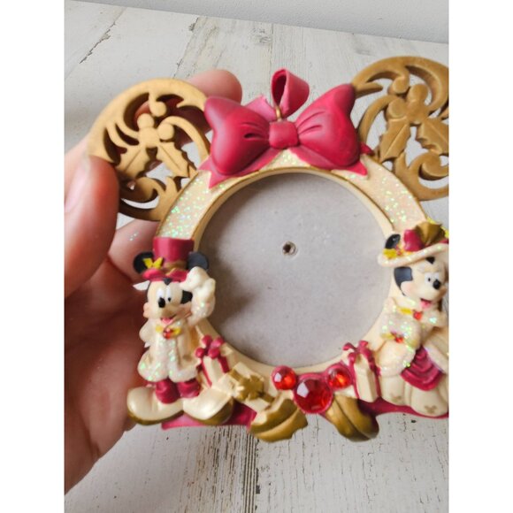 Victorian Mickey mouse picture frame ornament ears glitter Xmas tree - Picture 4 of 6